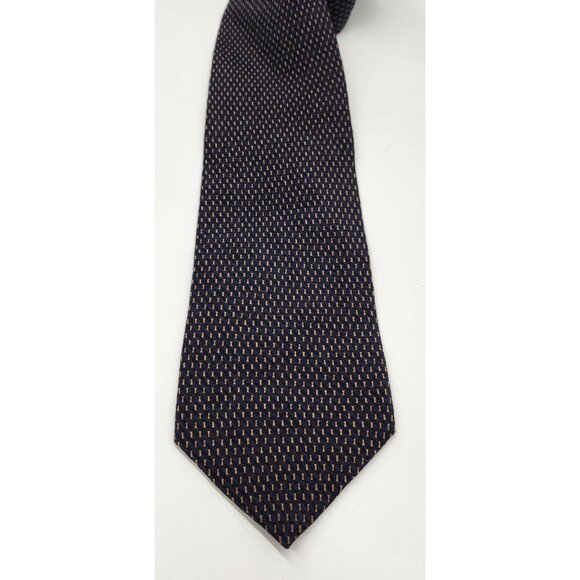 Kenneth Cole Blue Gold Geometric Men's Neck Tie Silk EUC - Picture 2 of 6